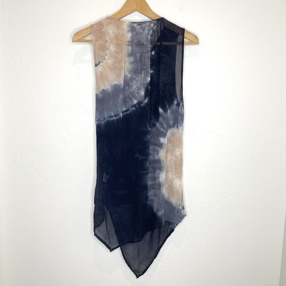 Young Fabulous & Broke Tie Dye Tunic Wrap Top Womens Medium Asymmetrical Blue - Picture 4 of 6